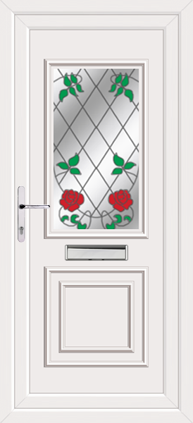 White Leven Classic Climbing Rose Upvc front doors