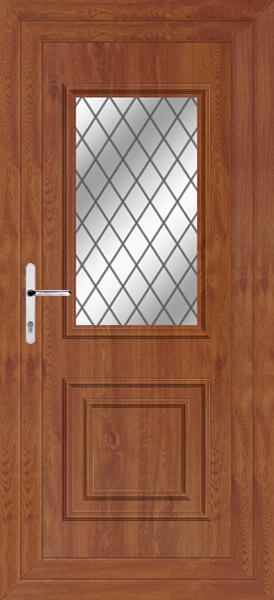 Golden Oak Leven Classic Diamond Lead Upvc Back Door