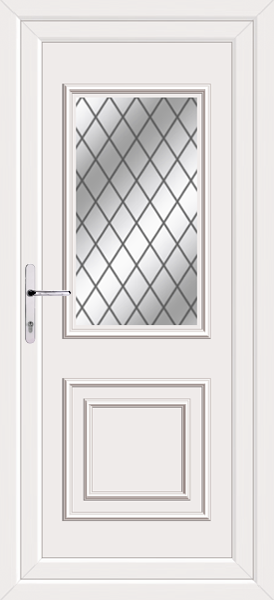White Leven Classic Diamond Lead Upvc Back Door