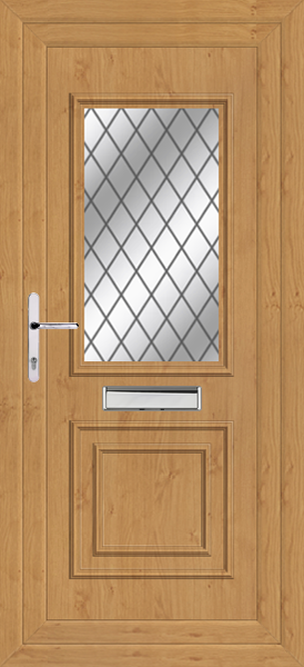 Irish Oak Leven Classic Diamond Lead Upvc Door