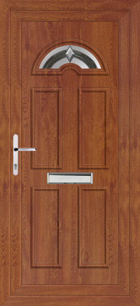 Golden Oak Lomond One Ag-ate upvc front door