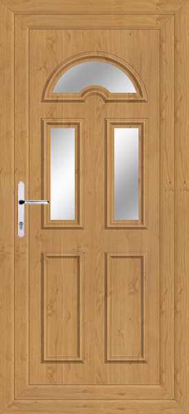 Irish Oak Lomond Three Clear/Pattern Upvc Back Door