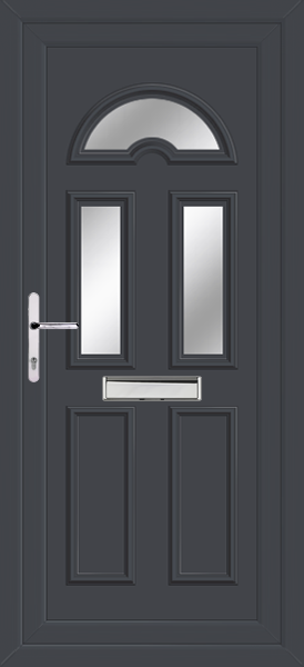 Anthracite Grey Lomond Three Clear/Pattern Upvc Door