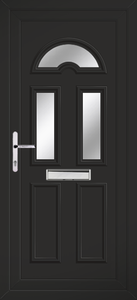 Black Lomond Three Clear/Pattern Upvc Door