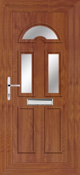 Golden Oak Lomond Three Clear/Pattern Upvc Door