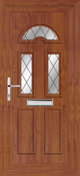 Golden Oak Lomond Three Diamond Lead upvc front door
