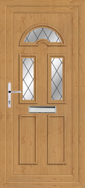 Irish Oak Lomond Three Diamond Lead upvc front door