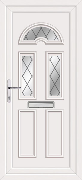White Lomond Three Diamond Lead upvc front door