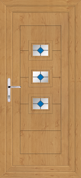 Irish Oak Lussa Blue Diamond Upvc Back Door