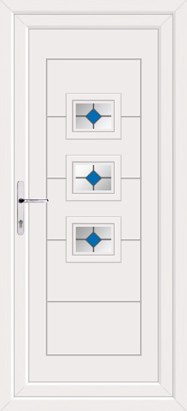 White Lussa Blue Diamond Upvc Back Door