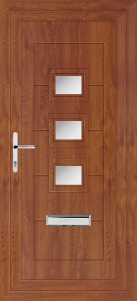 Golden Oak Lussa Clear/Pattern Upvc Front Door
