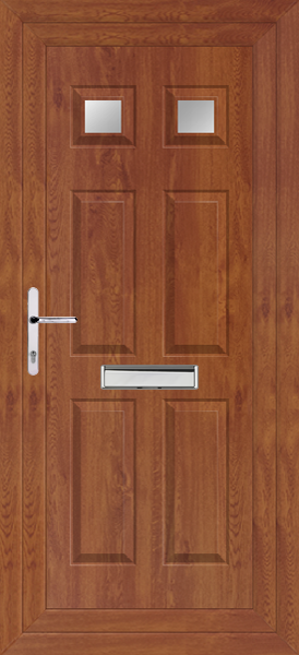 Golden Oak Lynne Two Clear/Pattern Upvc Front Door