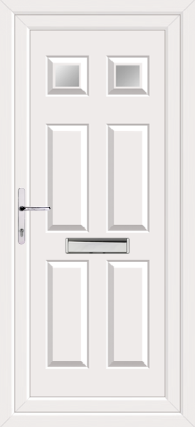 White Lynne Two Clear/Pattern Upvc Front Door