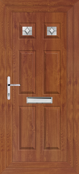 Golden Oak Lynne Two Zirconia upvc front door