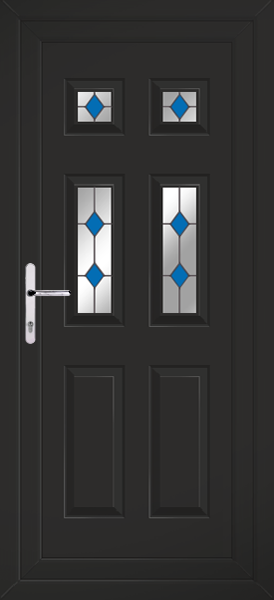 Black Lynne Four Blue Diamond Upvc Back Door