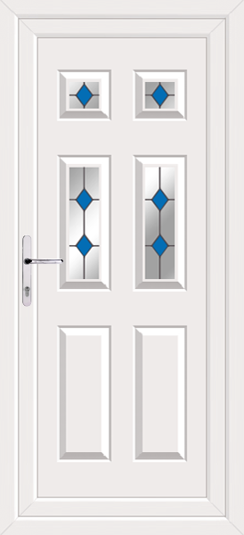 White Lynne Four Blue Diamond Upvc Back Door