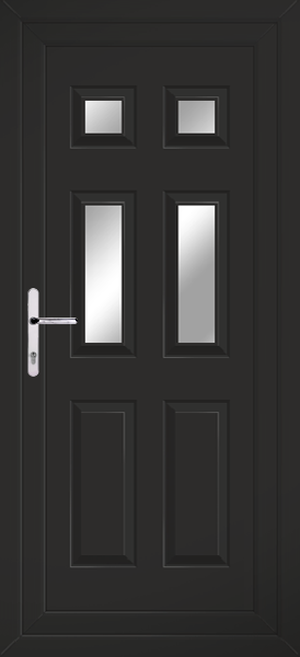 Black Lynne Four Clear/Pattern Upvc Back Door
