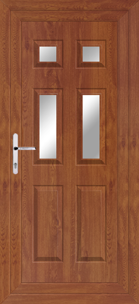 Golden Oak Lynne Four Clear/Pattern Upvc Back Door