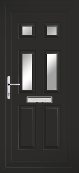 Black Lynne Four Clear/Pattern Upvc Front Door