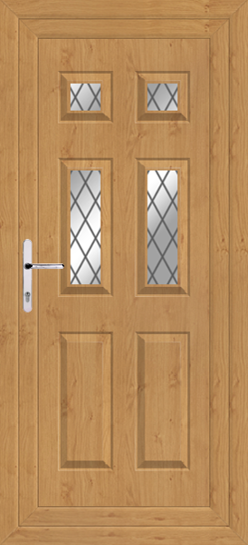 Irish Oak Lynne Four Diamond Lead Upvc Back Door
