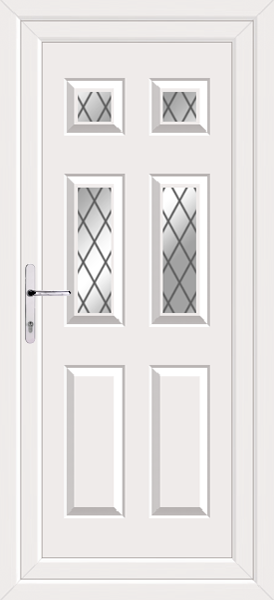 White Lynne Four Diamond Lead Upvc Back Door