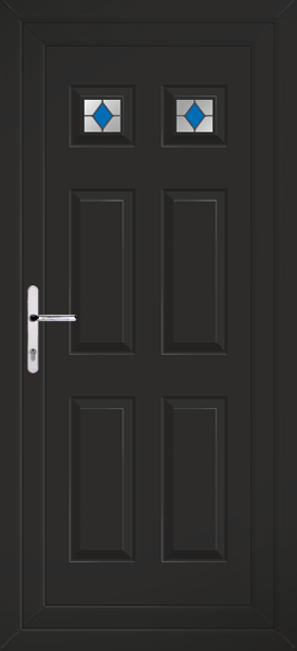 Black Lynne Two Blue Diamond Upvc Back Door