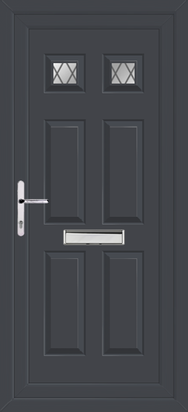 Anthracite Grey Lynne Two Diamond Lead upvc Front Door