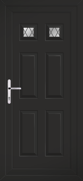 Black Lynne Two Diamond Lead Upvc Back Door