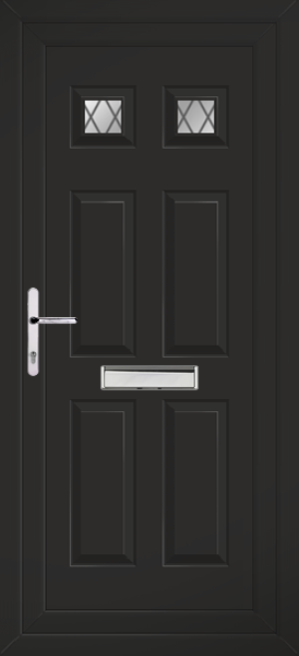 Black Lynne Two Diamond Lead upvc Front Door