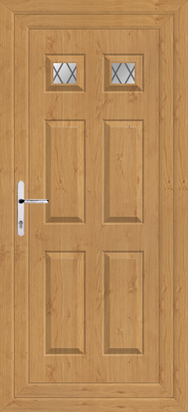 Irish Oak Lynne Two Diamond Lead Upvc Back Door