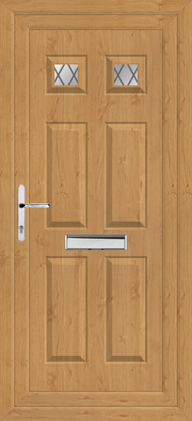 Irish Oak Lynne Two Diamond Lead upvc Front Door