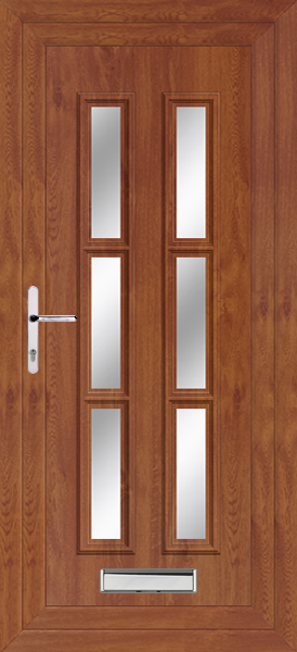 Golden Oak Lyon Six Clear/Pattern upvc front door