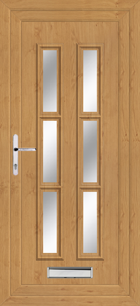 Irish Oak Lyon Six Clear/Pattern upvc front door
