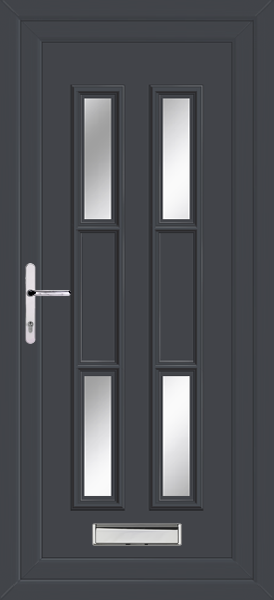 Anthracite Grey Lyon Four Clear/Pattern upvc front door