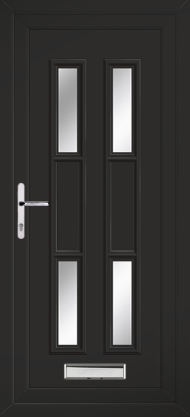 Black Lyon Four Clear/Pattern upvc front door