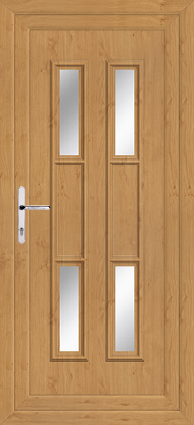 Irish Oak Lyon Four Clear/Pattern Upvc Back Door