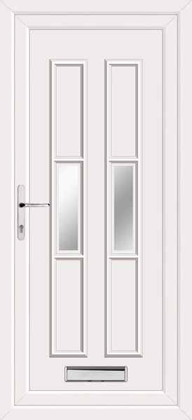 White Lyon Four Clear/Pattern upvc front door