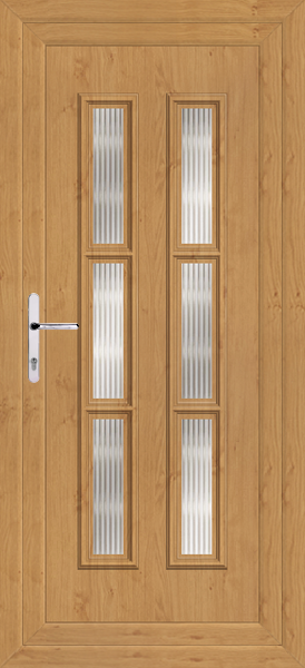 Irish Oak Lyon Six Reeded Upvc Back Door