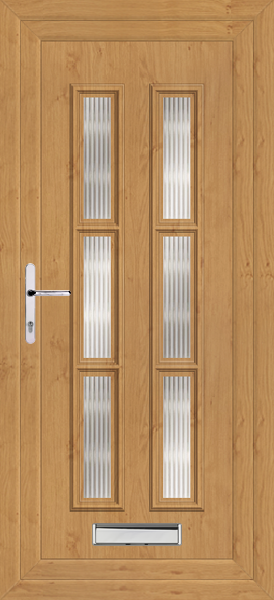 Irish Oak Lyon Six Reeded upvc front door