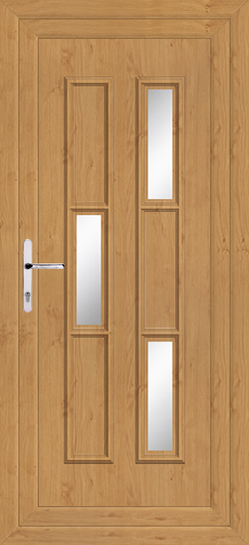 Irish Oak Lyon Three Left Clear/Pattern Upvc Back Door