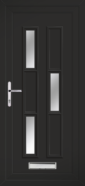 Black Lyon Three Right Clear/Pattern upvc front door
