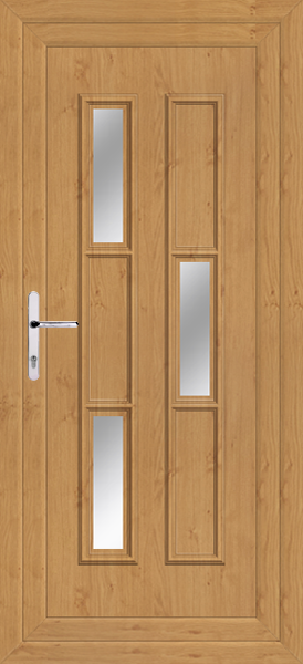 Irish Oak Lyon Three Right Clear/Pattern Upvc Back Door