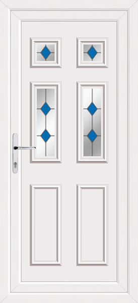 White Rannoch Four Blue Diamond Upvc Back Door
