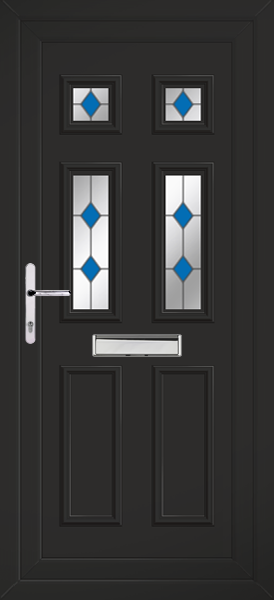 Black Rannoch Four Blue Diamond front doors upvc