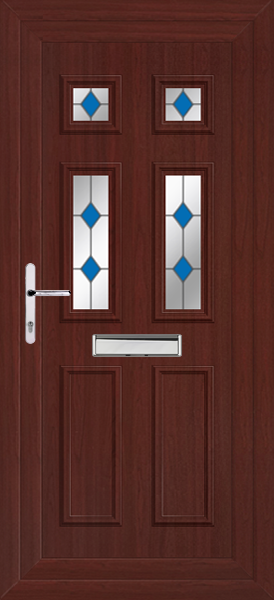 Rosewood Rannoch Four Blue Diamond front doors upvc