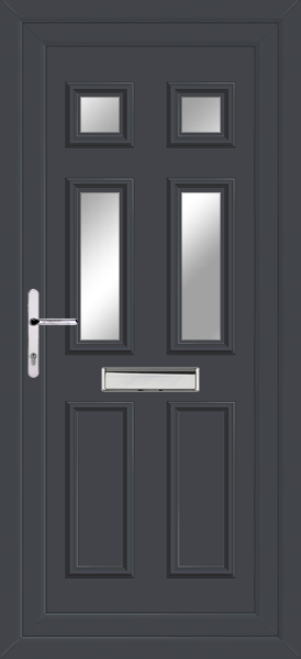 Anthracite Grey Rannoch Four Clear/Pattern Upvc Front Door