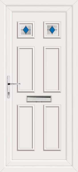 White Rannoch Two Blue Diamond Upvc Front Door