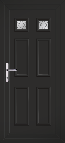 Black Rannoch Two Diamond Lead Upvc Back Door