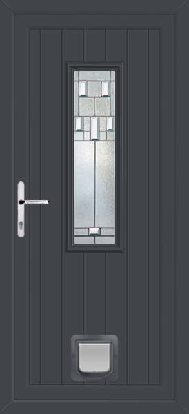 Anthracite Grey Scaven Bienno Upvc Door with Catflap