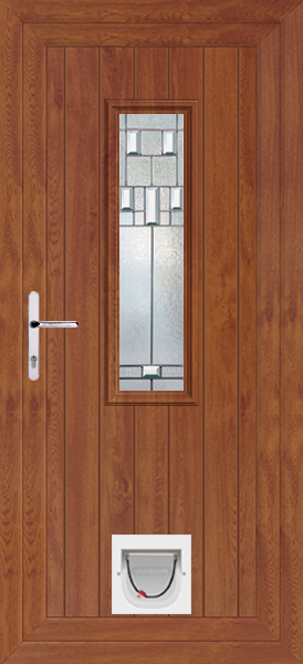 Golden Oak Scaven Bienno Upvc Door with Catflap